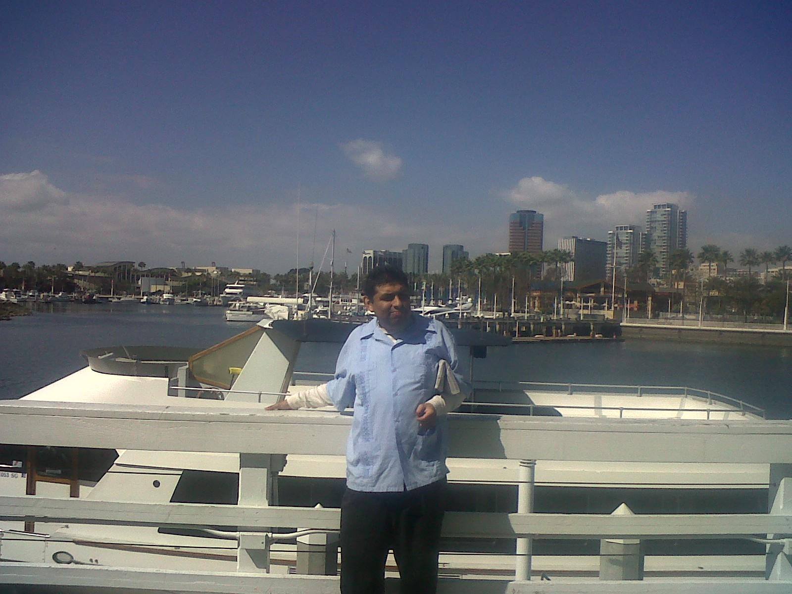 Antonio Moran posing at the marina.
